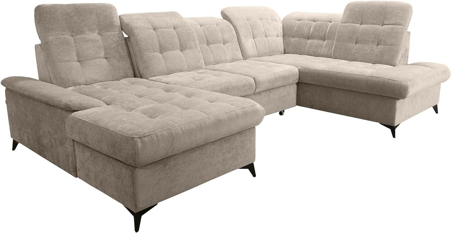 SOFA NEO Chenille-Stoff PERFECT HARMONY, ARAGON-Stoffbezug U-Form - Creme, Textil (343/210cm) - Robin