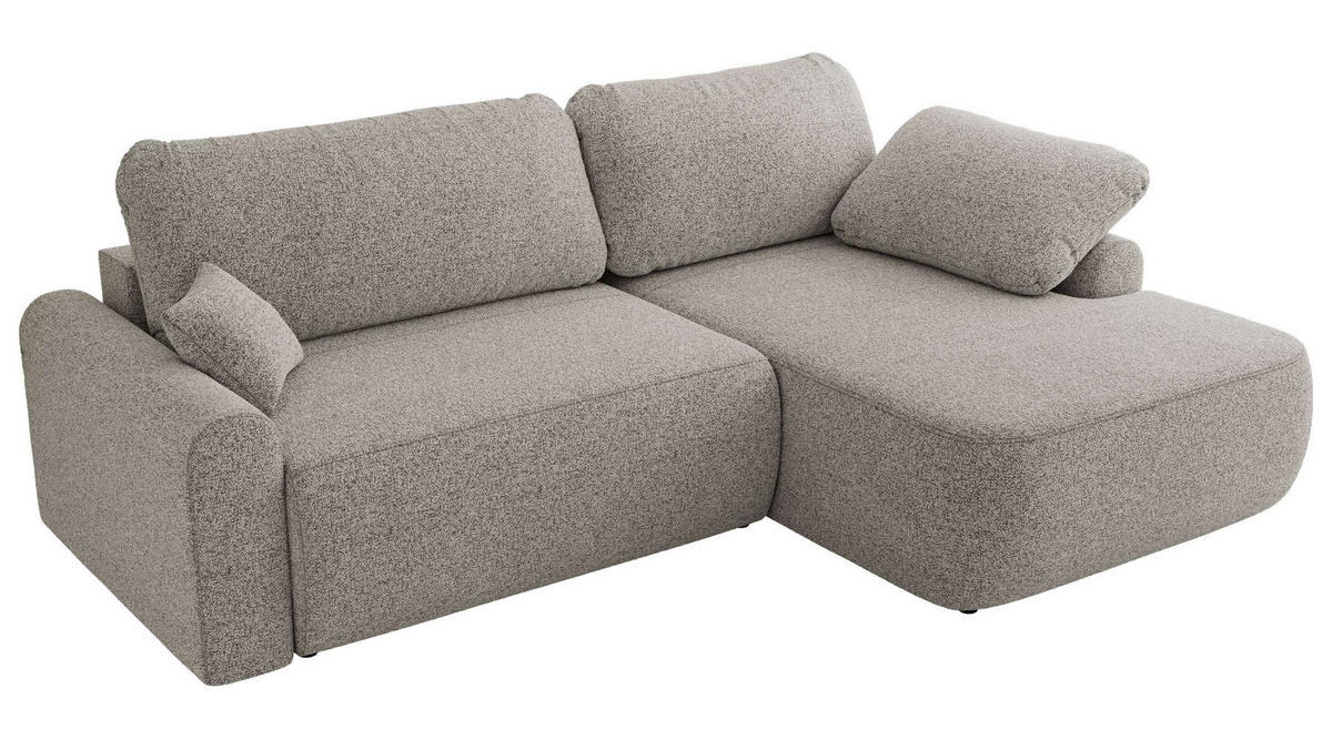 ECKSCHLAFSOFA CUBO L Hellgrau Struktur - rechts - Hellgrau/Schwarz, Kunststoff/Textil (187/273cm) - MKS