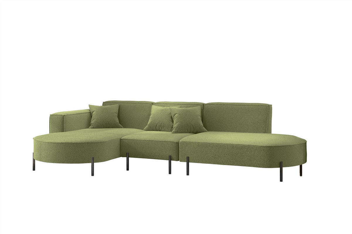 ECKSOFA Valencia - Hellgrün, Holzwerkstoff/Textil (321/165cm) - Fun Möbel