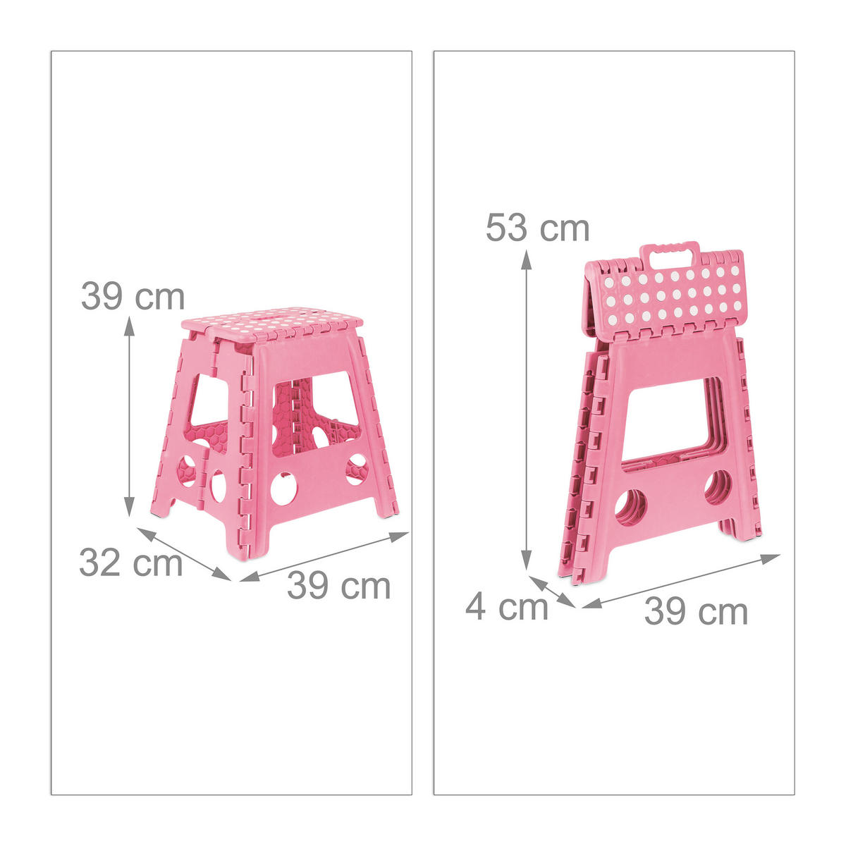 KLAPPHOCKER - Pink, Kunststoff/Textil (39/39/32cm) - Relaxdays