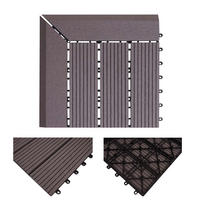 WPC ECK-BODENFLIESE + Abschluss 30x30cm links Grau linear - Grau, Kunststoff (30/30/2cm) - BERLINLODGE