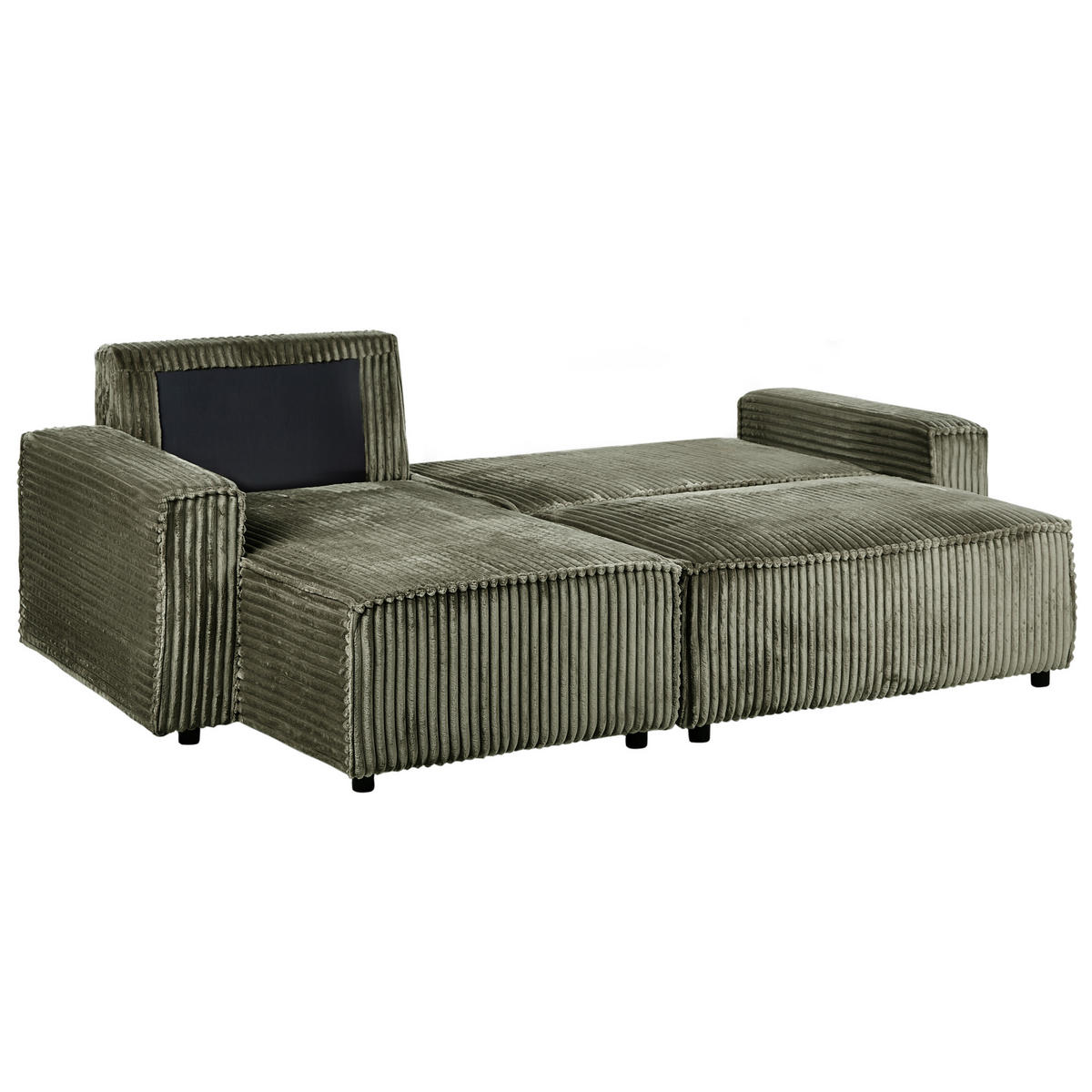ECKSCHLAFSOFA 3-Sitzer Cord Grün mit Stauraum rechtsseitig Abacka - Grün, Textil (247/147cm) - Beliani