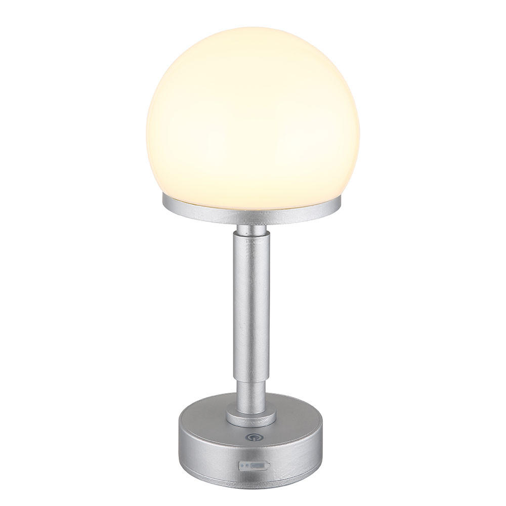 LED TISCHLEUCHTE Haku Silber Opal - Silberfarben, Kunststoff (14/14/29.5cm) - Globo Lighting