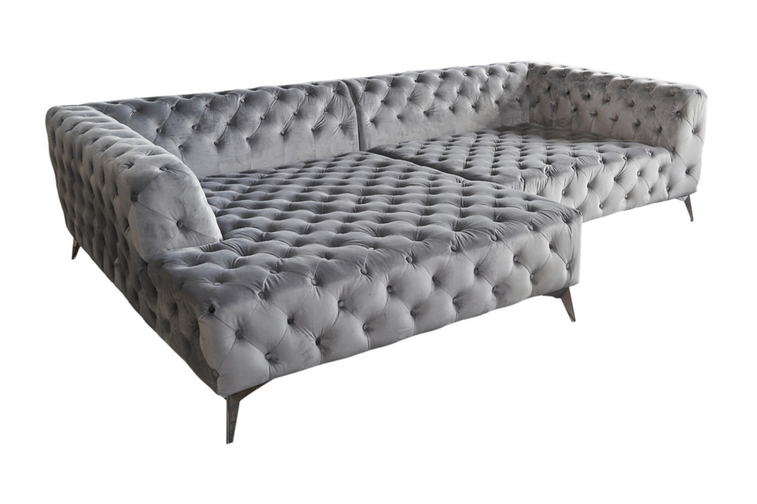 ECKSOFA NARLA Silber Velvet - Silberfarben, Textil (279/190cm) - KAWOLA