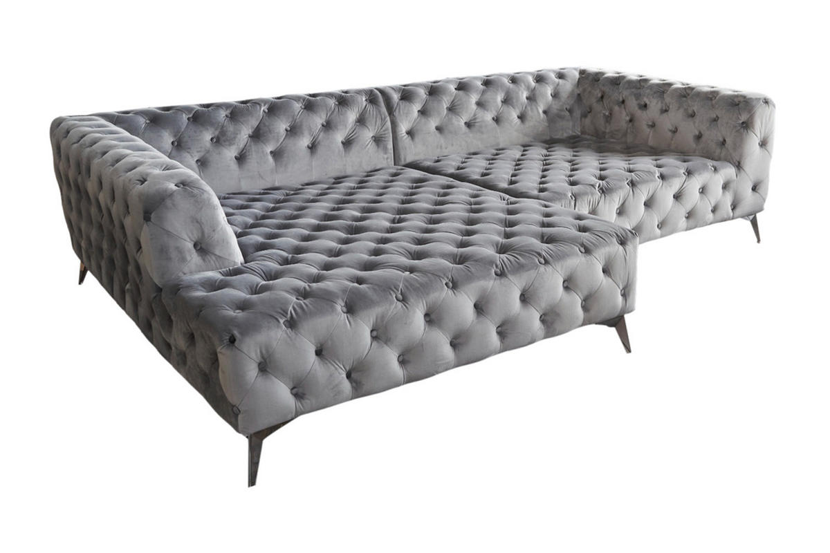 ECKSOFA NARLA Silber Velvet - Silberfarben, Textil (279/190cm) - KAWOLA