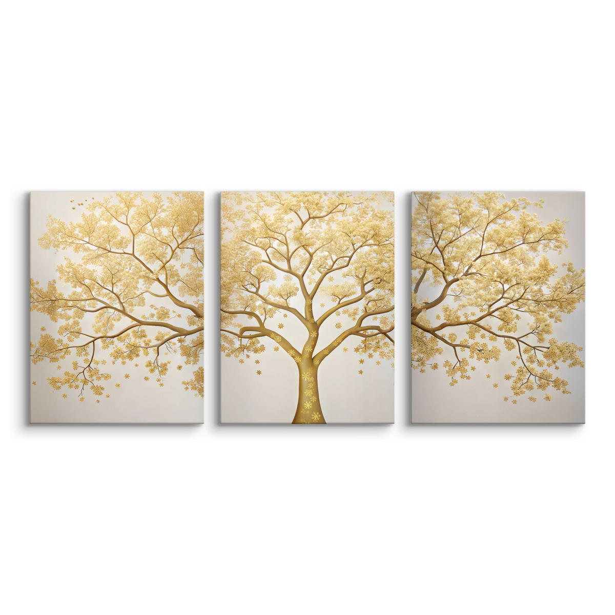 LEINWANDBILDER 3-es Set Baum Abstraktion - Beige/Weiß, Textil (90/40cm) - Muralo