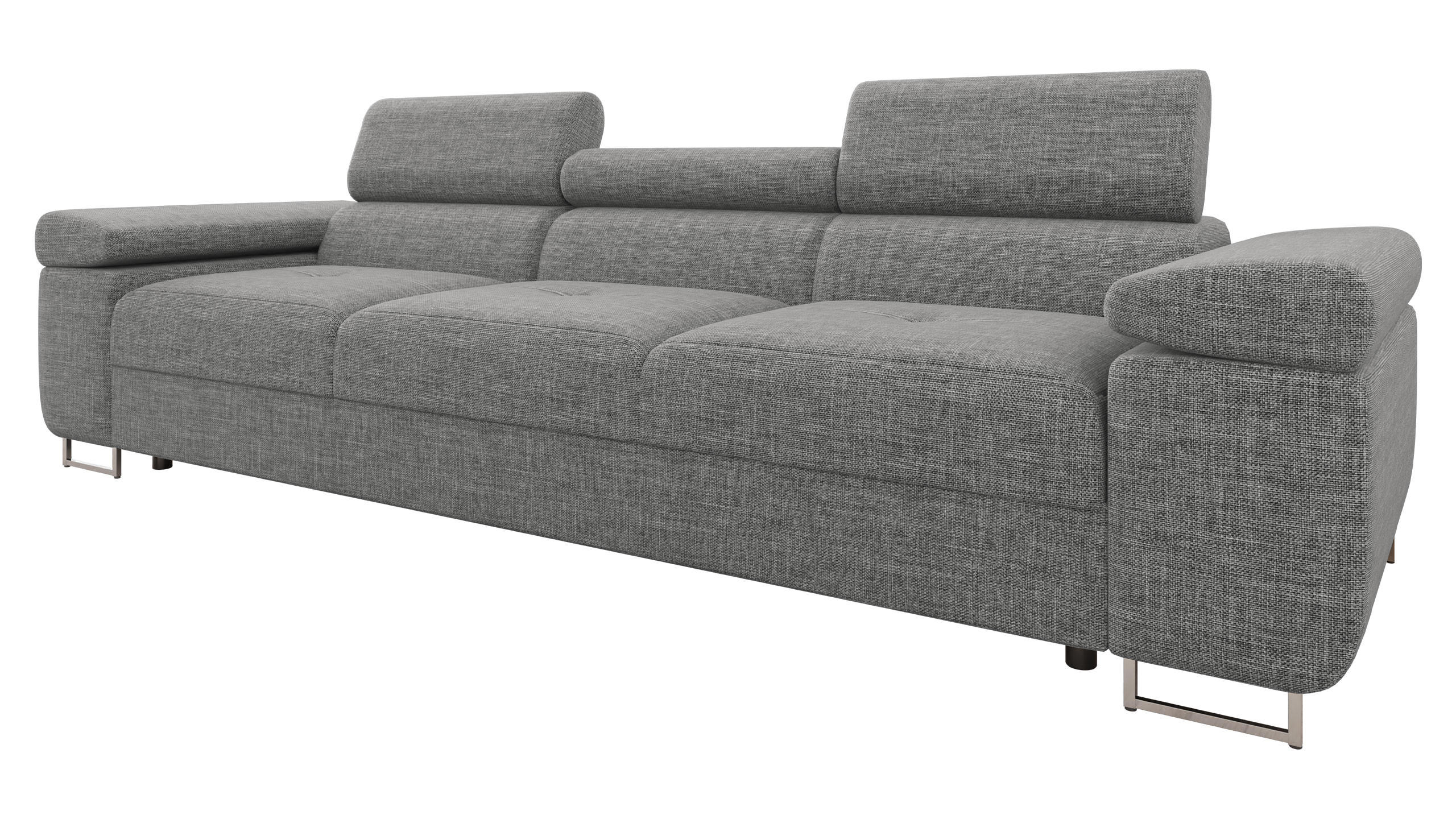 SOFA Torezio 3 - Hellgrau, Holz/Textil (263/90/102cm) - MIRJAN24