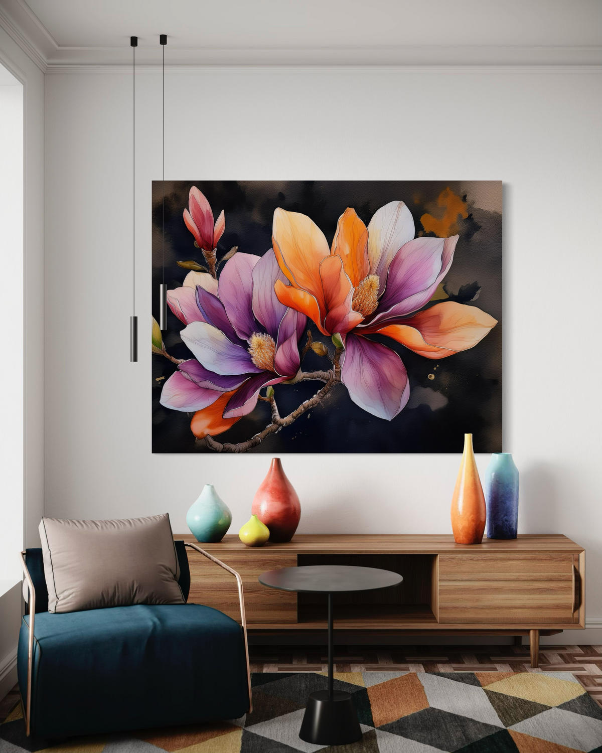 WANDBILD magnolie blume natur - Multicolor, Textil (60/40cm) - Feeby