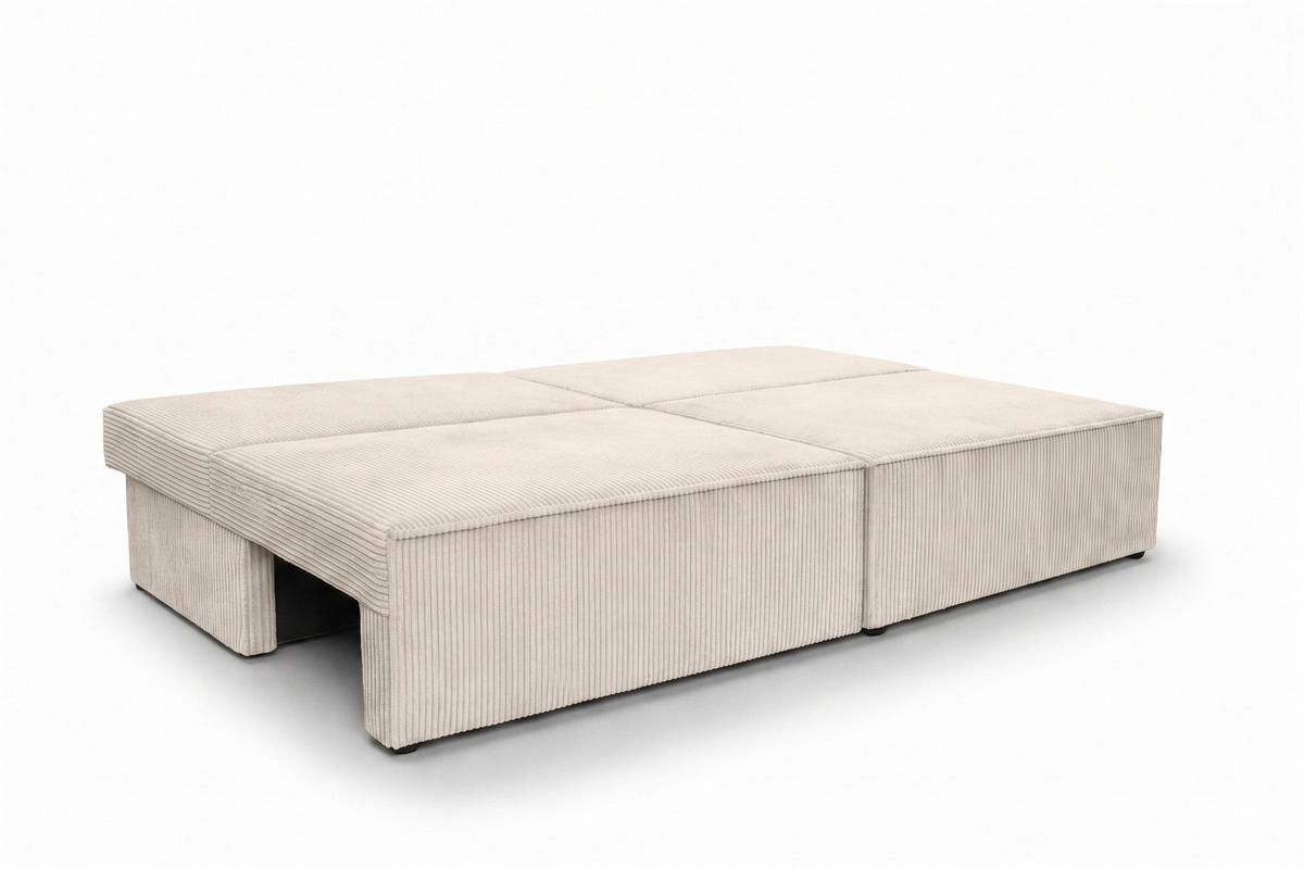 SOFA Mit Schlaffunktion Und Bettkasten, Cordstoff Poso, Beige, BEST MINI - Creme, Holz (200/83/98cm) - Kaiser Möbel