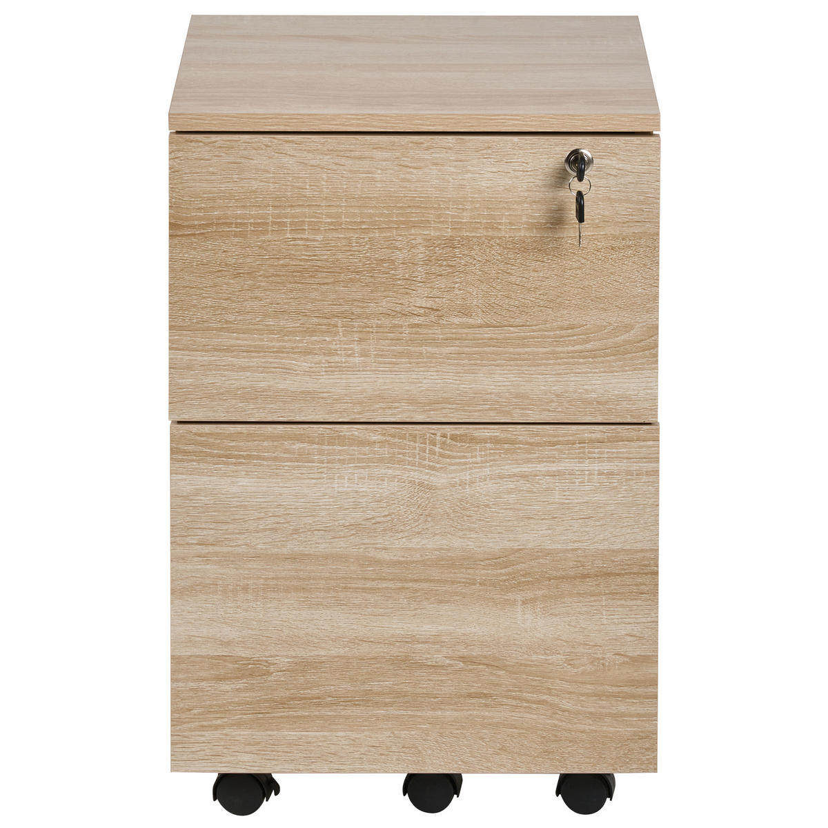 BÜROSCHRANK Hellbraun Johnson - Hellbraun/Schwarz, Holzwerkstoff (40/62/40cm) - Beliani