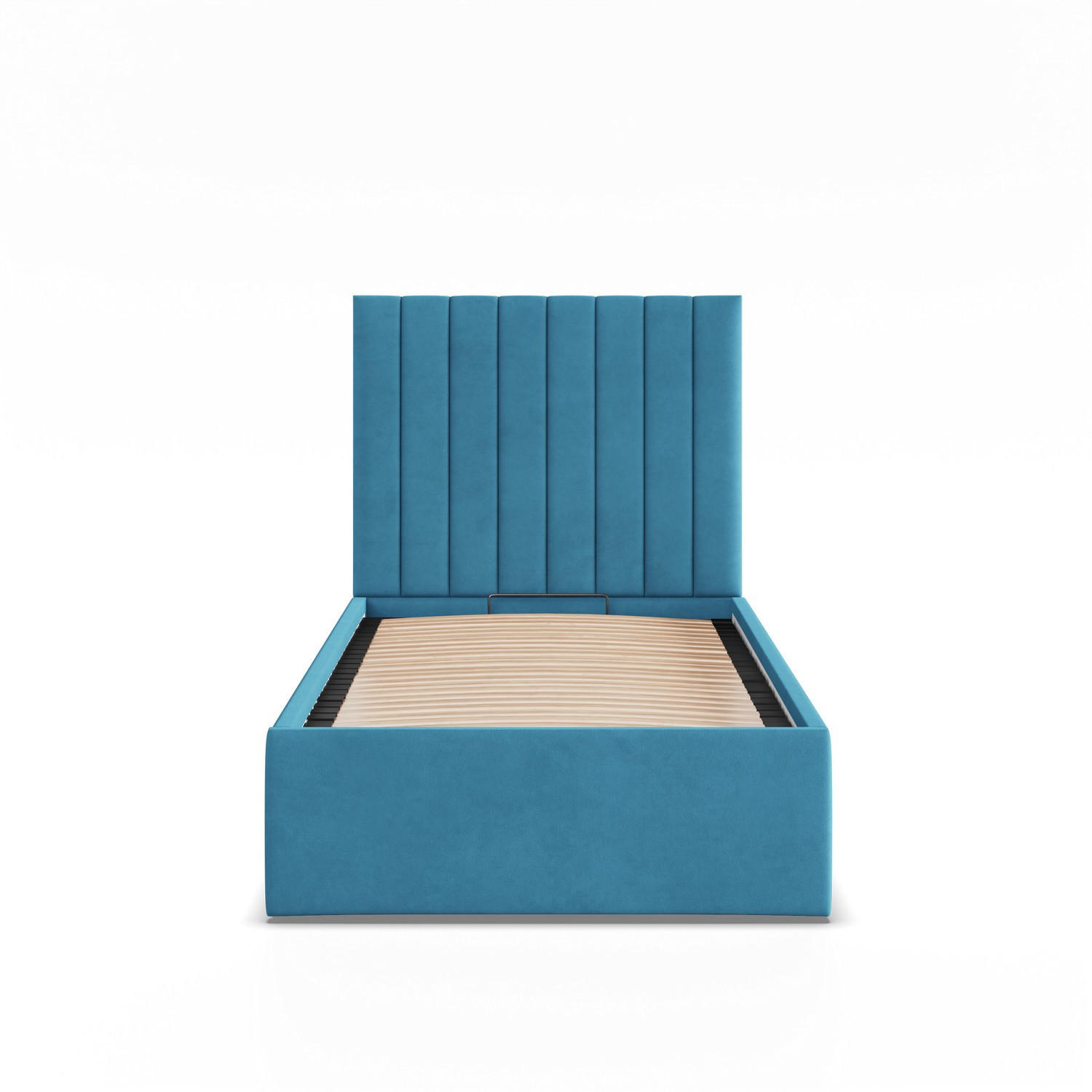 POLSTERBETT MIT KOPFTEIL 90x200 mit Bettkasten POLLA, Blau - Blau, Textil (90/200cm) - Mebligo