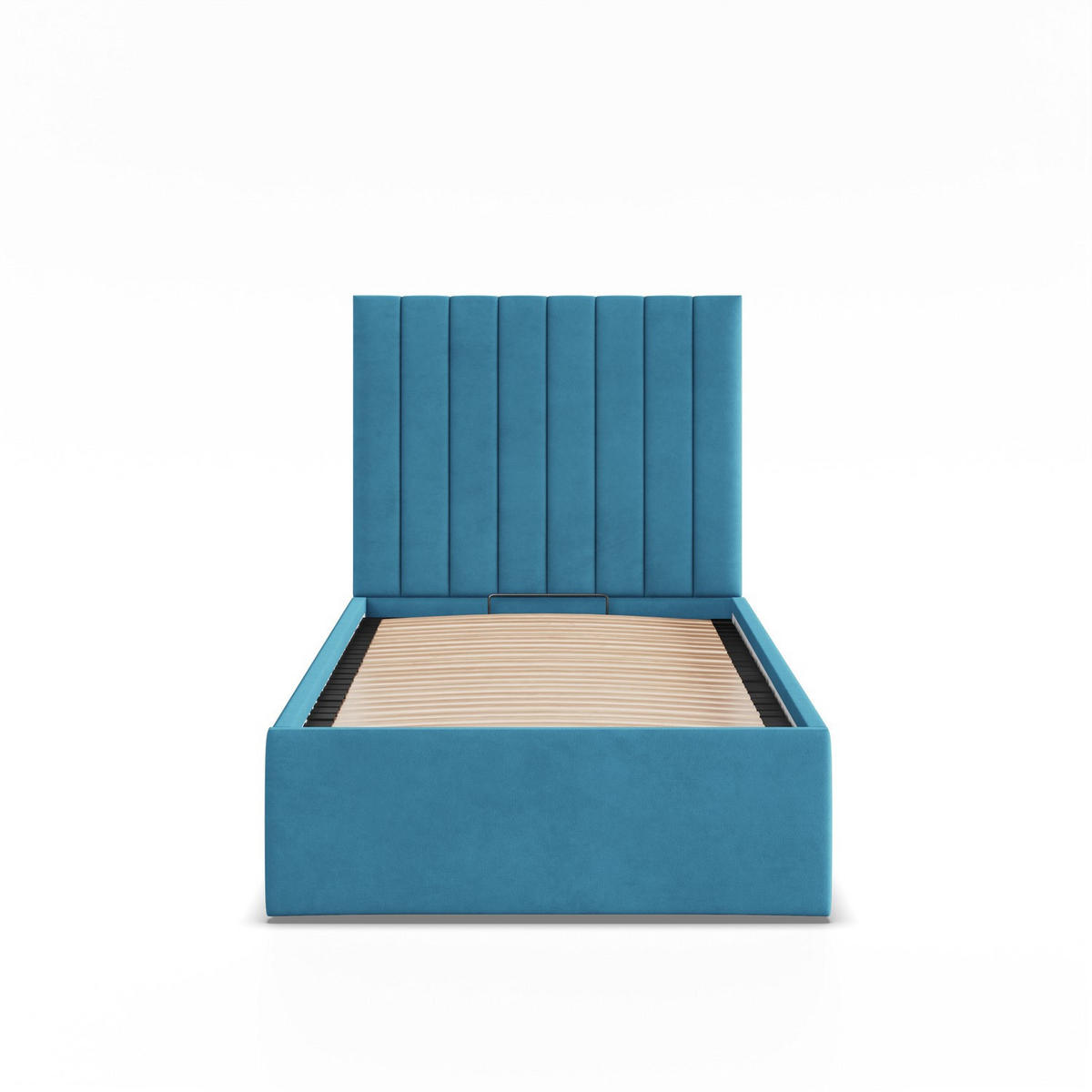 POLSTERBETT MIT KOPFTEIL 90x200 mit Bettkasten POLLA, Blau - Blau, Textil (90/200cm) - Mebligo