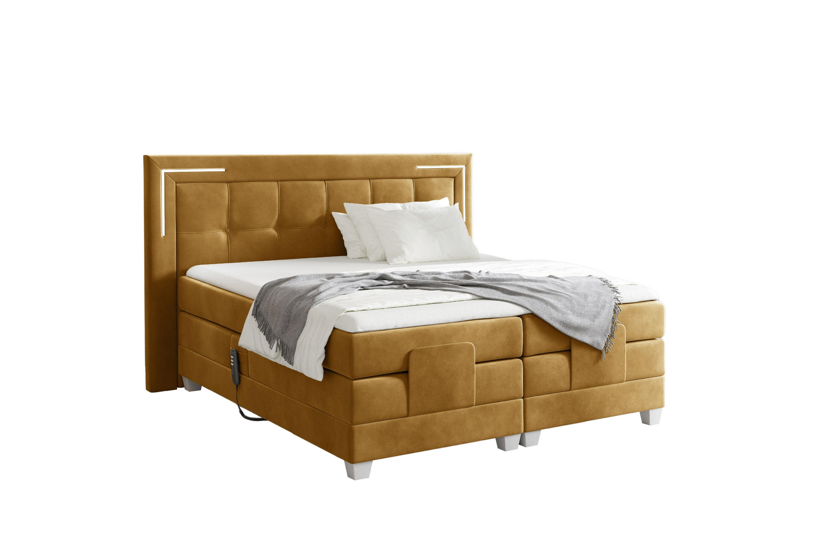 Meblini Boxspringbett Gelb 120x200 cm
