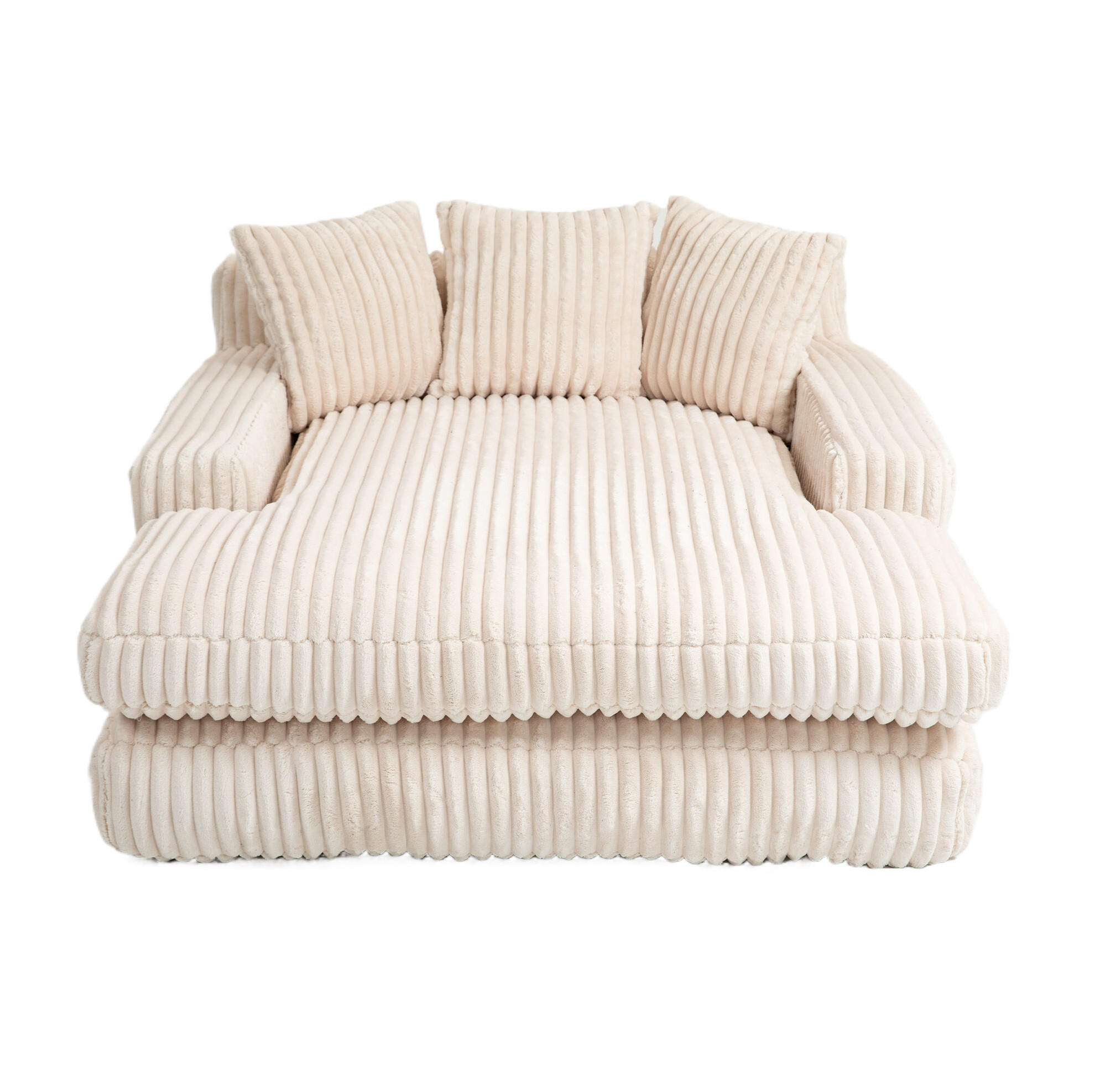 BIGSOFA 125/155/63 cm in Beige mit Chaiselongue aus Cord - Beige, Textil (63/125/155cm) - BEAOK