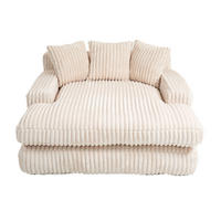 BIGSOFA 125/155/63 cm in Beige mit Chaiselongue aus Cord - Beige, Textil (63/125/155cm) - BEAOK