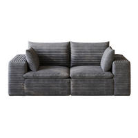 2-SITZER-SOFA aus Stoff 180 cm Dunkelgrau mit Schaumstoffkern, weicher Polsterung und montagefreiem Design - Dunkelgrau, Textil (180/60/90cm) - Modfu