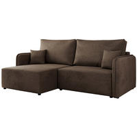 ECKSCHLAFSOFA MESTO L Braun Velvet - links - Schwarz/Braun, Kunststoff/Textil (227/147cm) - MKS