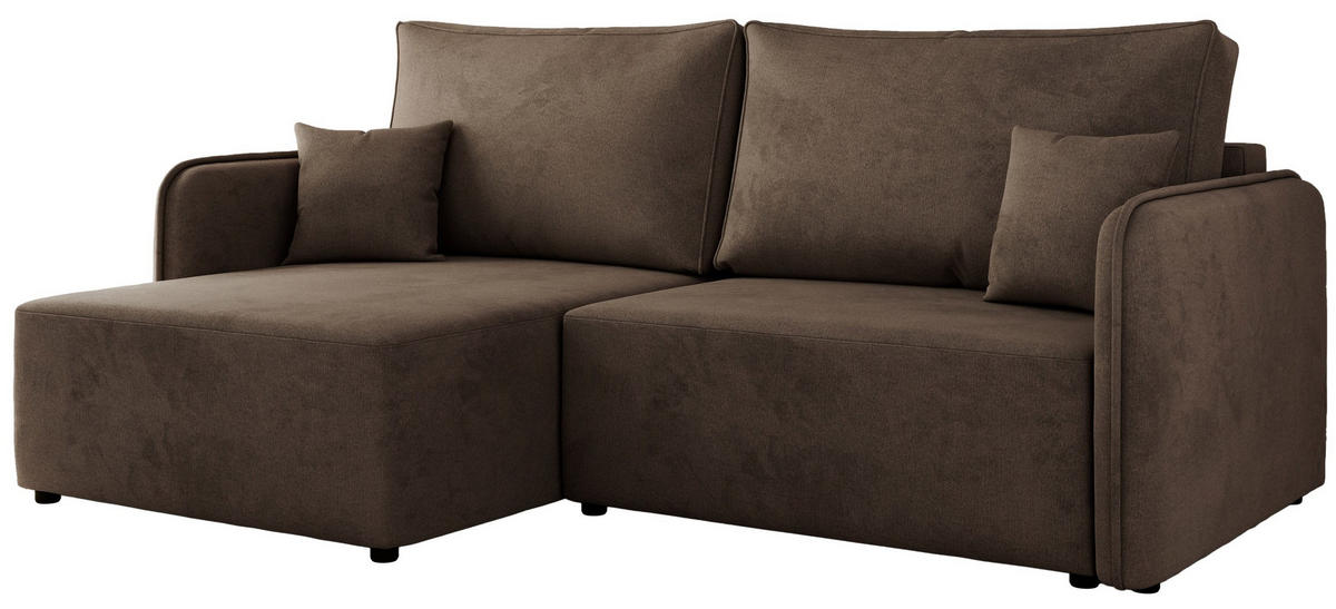 ECKSCHLAFSOFA MESTO L Braun Velvet - links - Schwarz/Braun, Kunststoff/Textil (227/147cm) - MKS