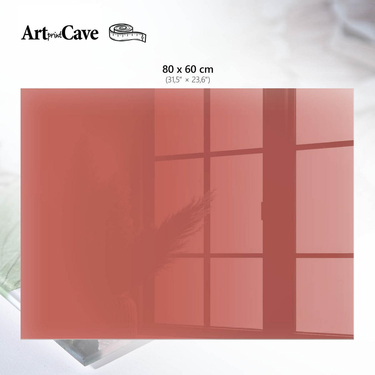 GLASPLATTE 80x60 cm – Dunkellachs - Orange, Glas (0.4/80/60cm) - ArtPrintCave