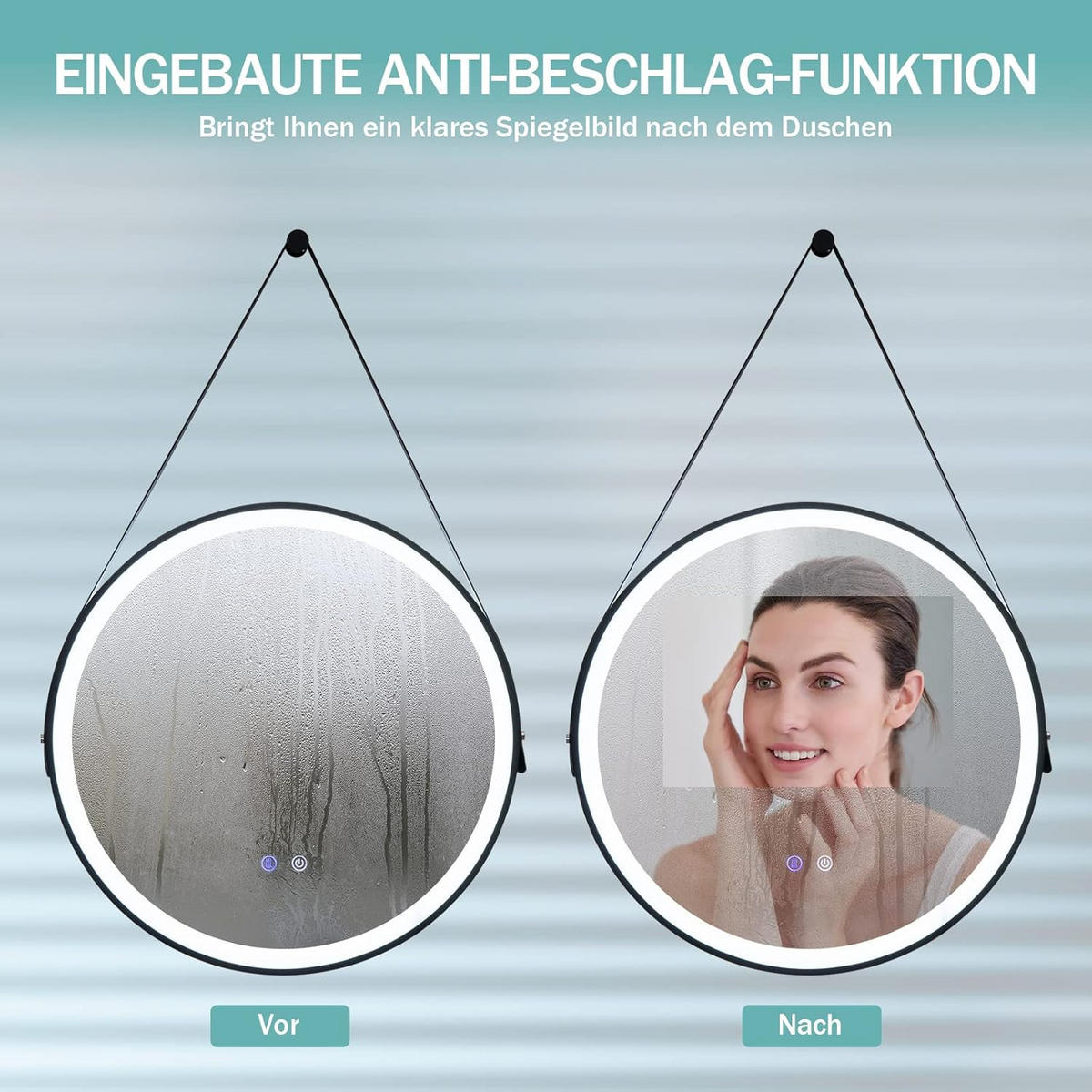 BADSPIEGEL LED-Spiegel Silber - Silberfarben, Glas (60/3/60cm) - COSTWAY