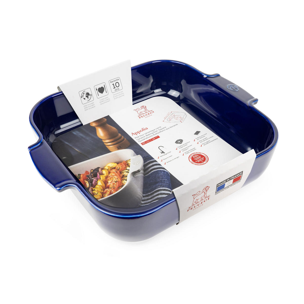 AUFLAUFFORM Keramik Appolia 36cm Quadratisch Blau Spülmaschinenfest - Blau, Keramik (31/36/8.2cm) - PEUGEOT