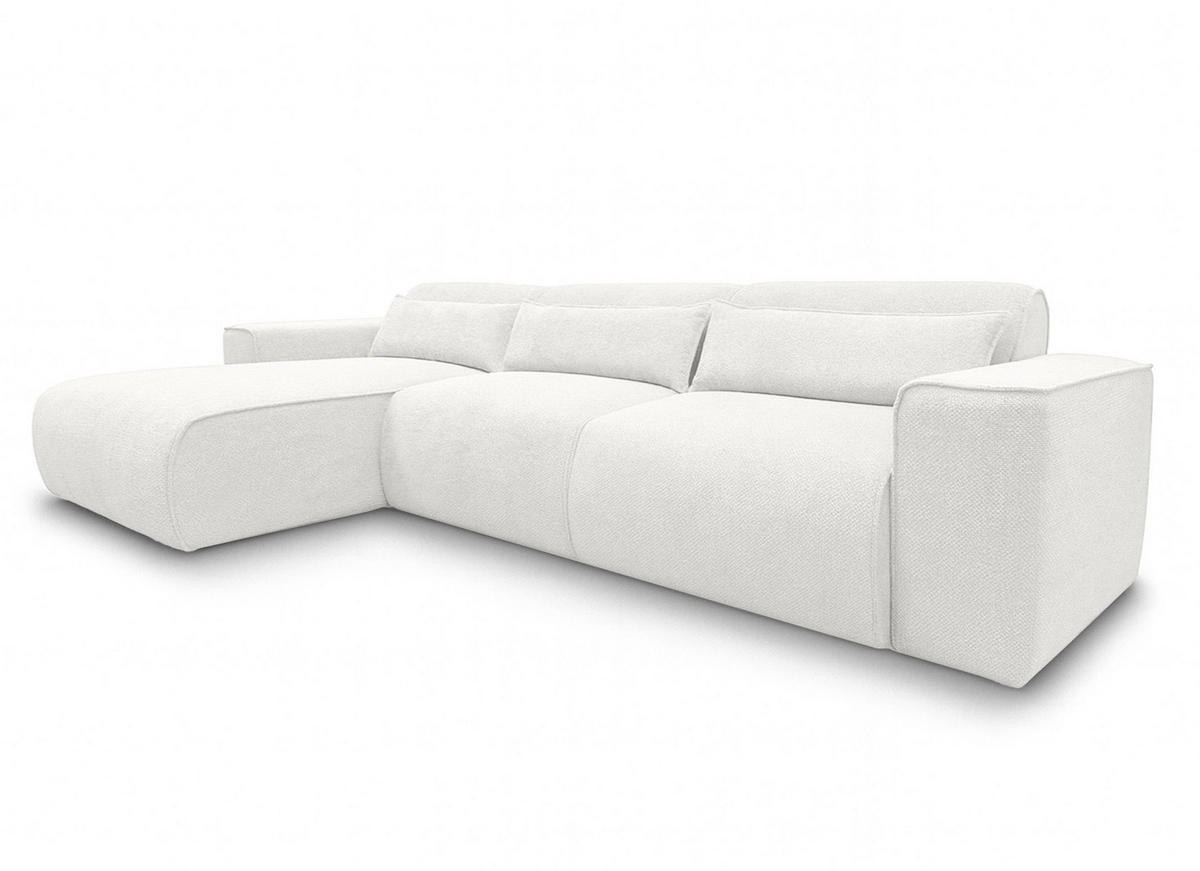 ECKSOFA L Form Ruyam Perlweiß 310/165/78 cm – Schlaffunktion Links - Schwarz/Weiß, Kunststoff/Textil (170/310cm) - AX Living