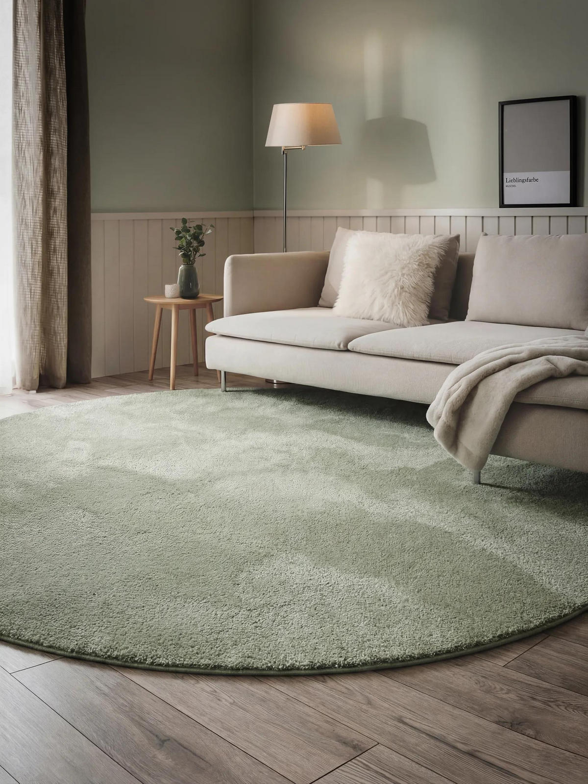 KULATÝ shaggy koberec Soda Světle zelená ø 160 cm - světle zelená, textil/přírodní materiály (160/160cm) - benuta Nest