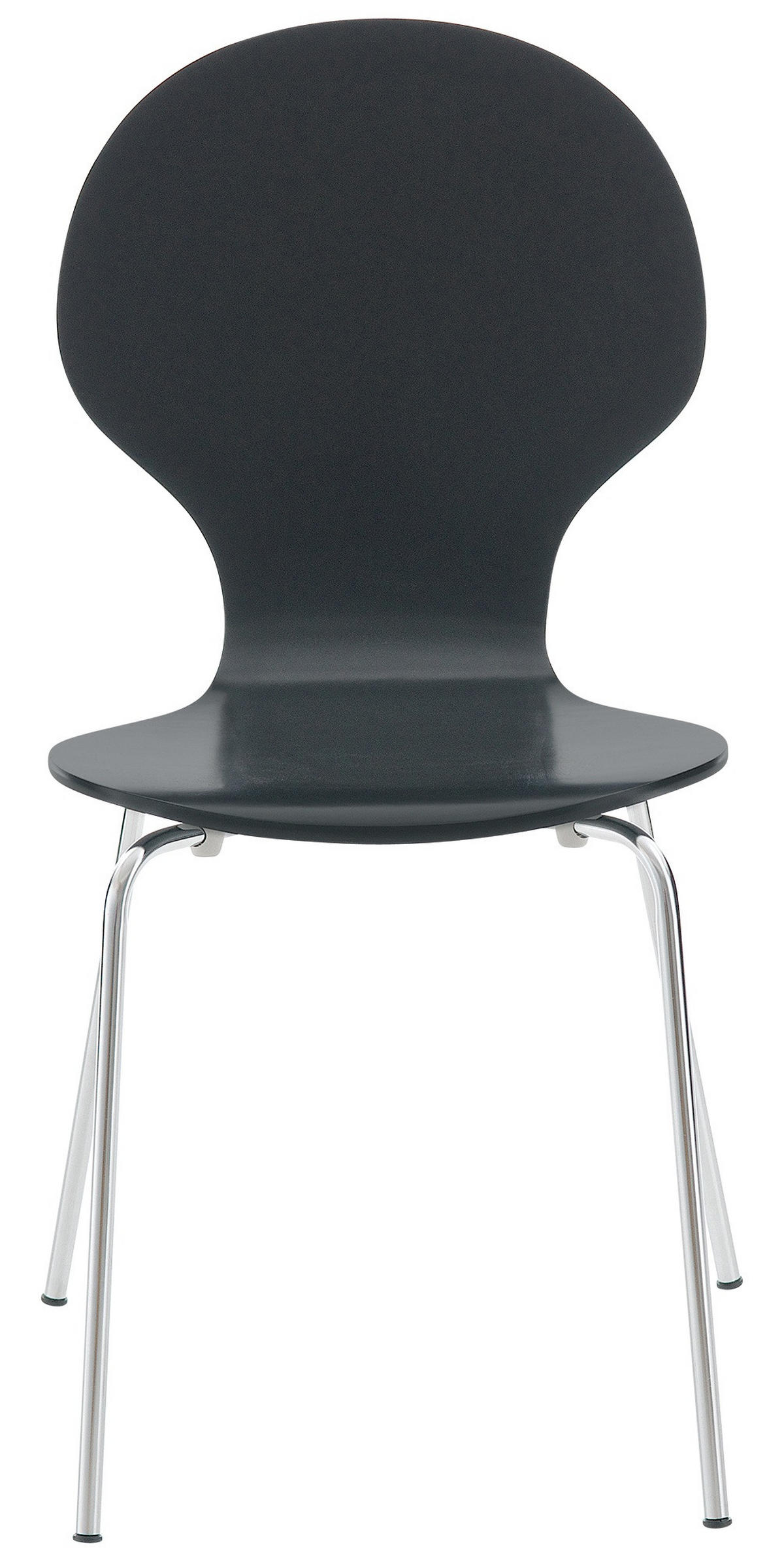 BESUCHERSTUHL Holz schwarz - Chromfarben/Schwarz, Holz/Metall (43/86/45cm) - CLP