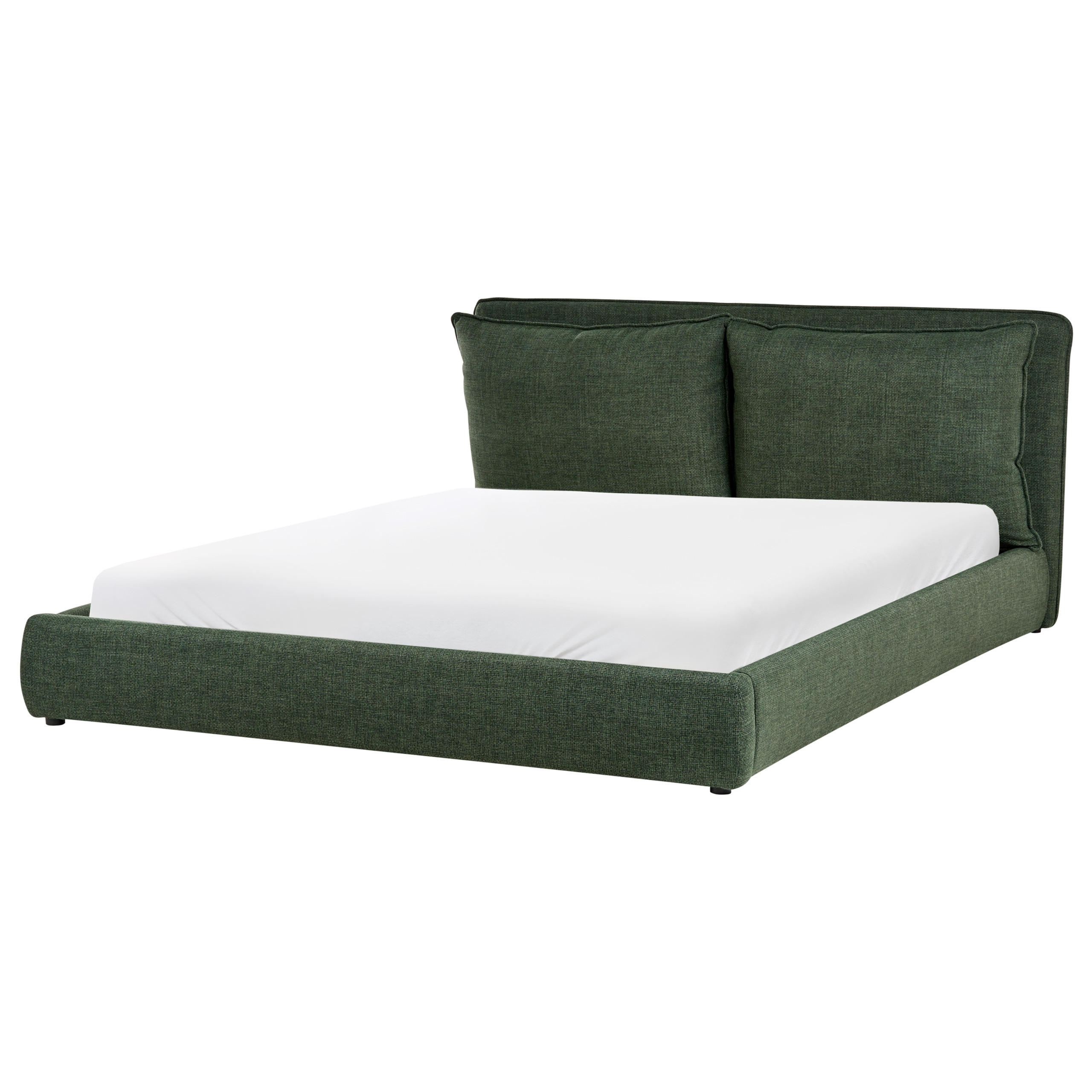 BETT mit Lattenrost 180/200 cm Stoff Dunkelgrün Bajonna - Schwarz/Grün, Textil (180/200cm) - Beliani