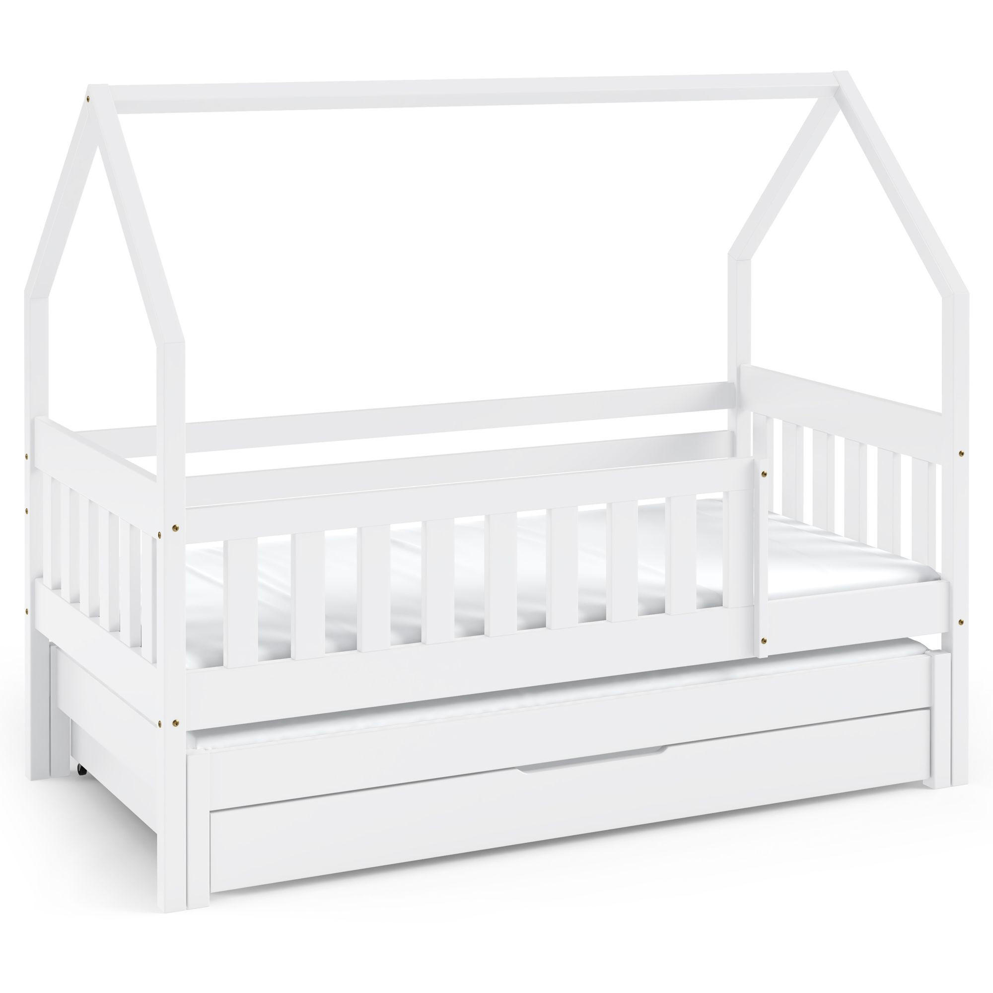 KINDERBETT Holzbett LUMBE, Hausform - Weiß, Holz (80/160cm) - KONSIMO®