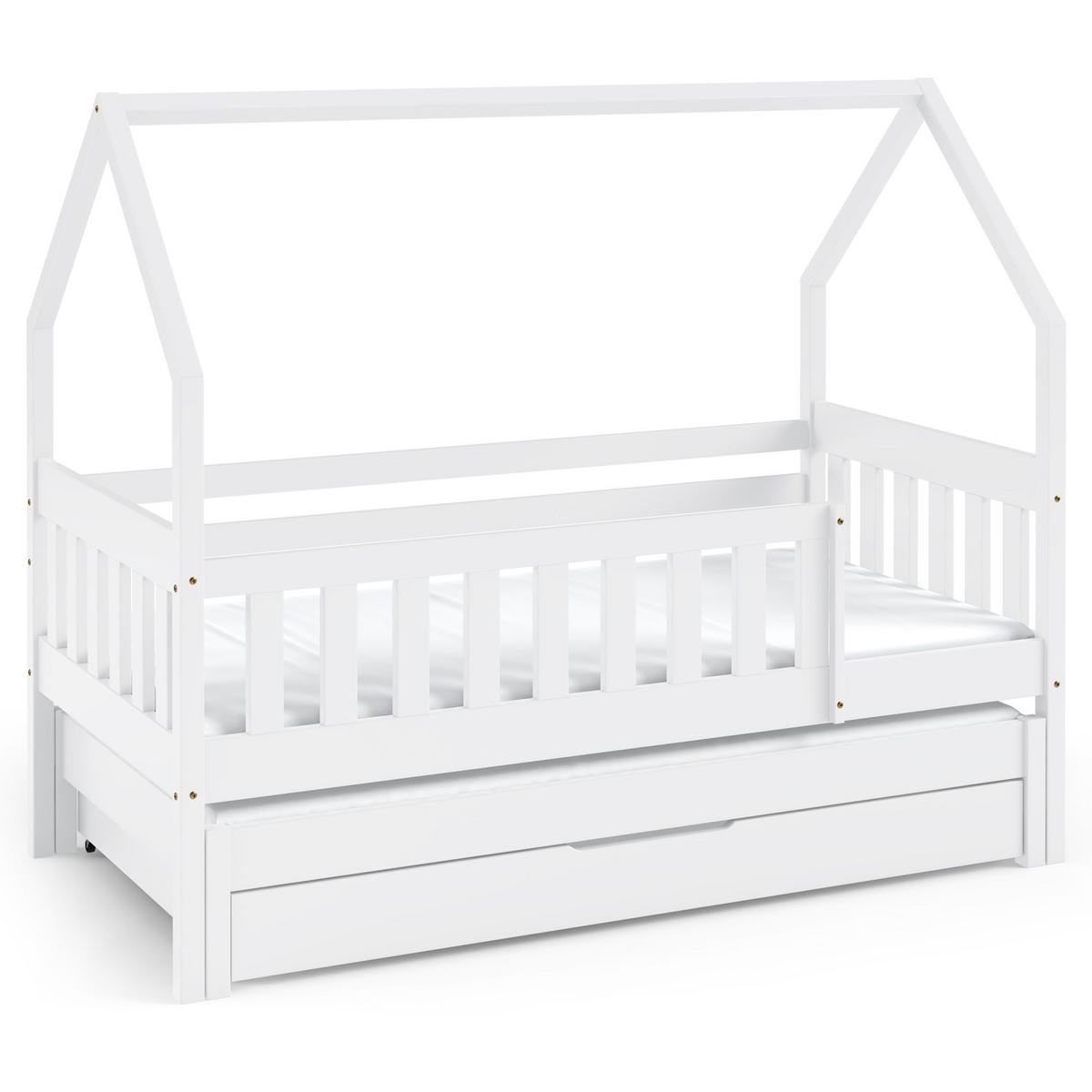 KINDERBETT Holzbett LUMBE, Hausform - Weiß, Holz (80/160cm) - KONSIMO®