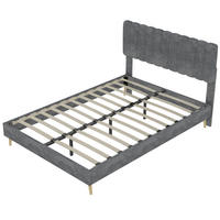 POLSTERBETT 140/200 cm DE-35459 mit Kopfteil Grau - Grau, Metall (140/200cm) - ComfortXL
