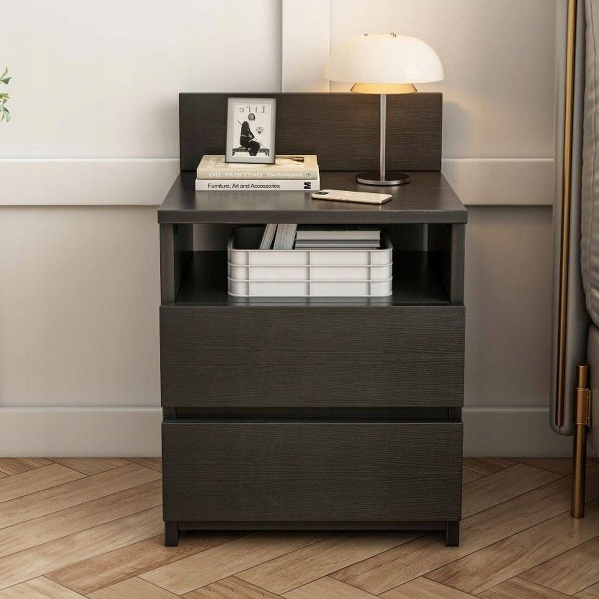 NACHTTISCH, schwarz 59/32/40cm - Schwarz, Holzwerkstoff (40/59/32cm)