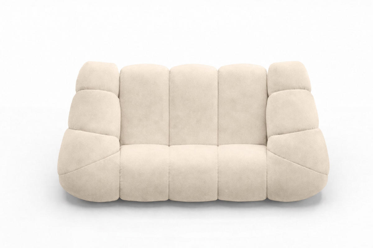 SOFA 2-Sitzer modular, Veloursstoff Bluvel, Creme, CROISSANT - Creme, Holz (200/72/115cm) - Kaiser Möbel