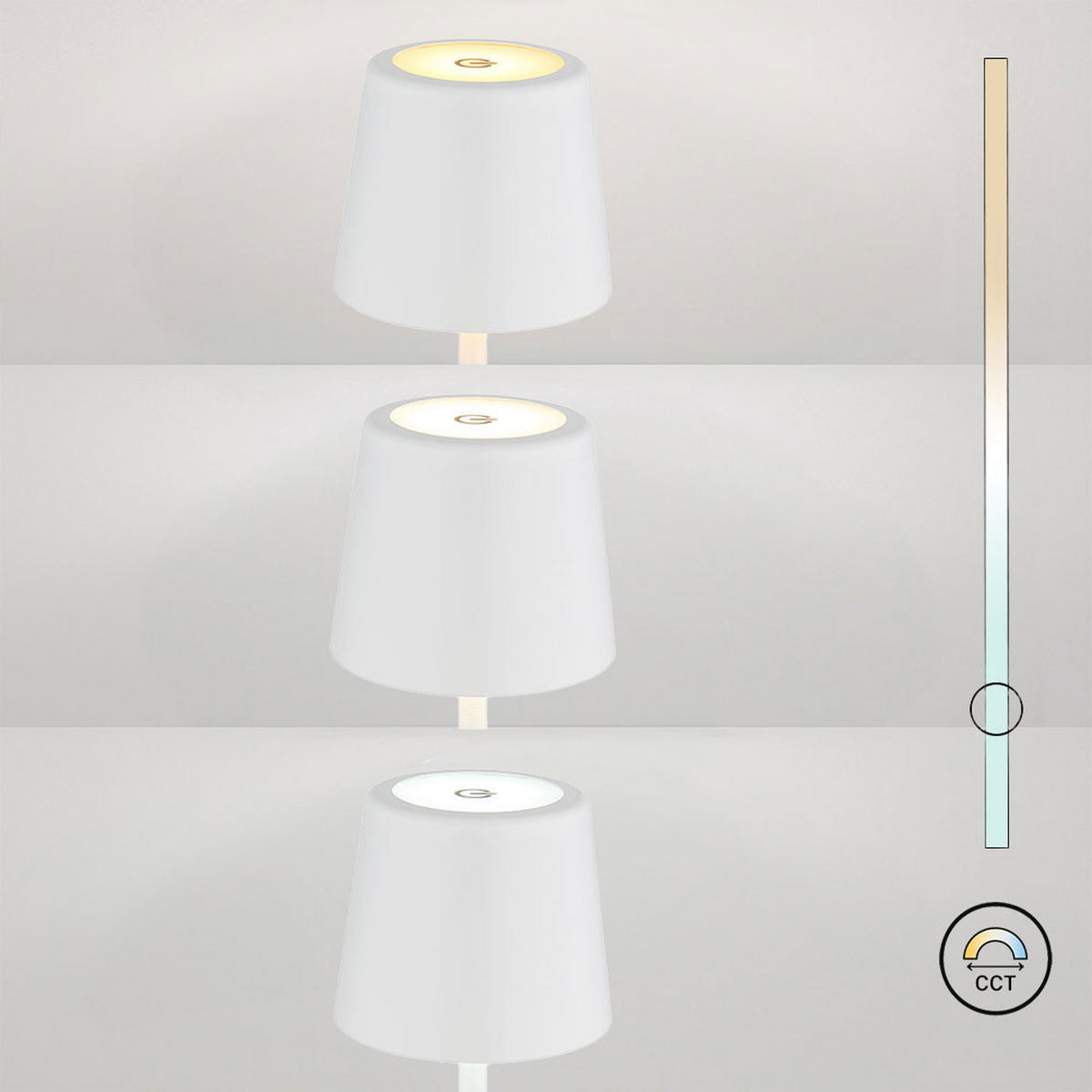 LED TISCHLEUCHTE VANCOUVER Weiß Opal - Weiß, Metall (8.5/8.5/28cm) - Globo Lighting