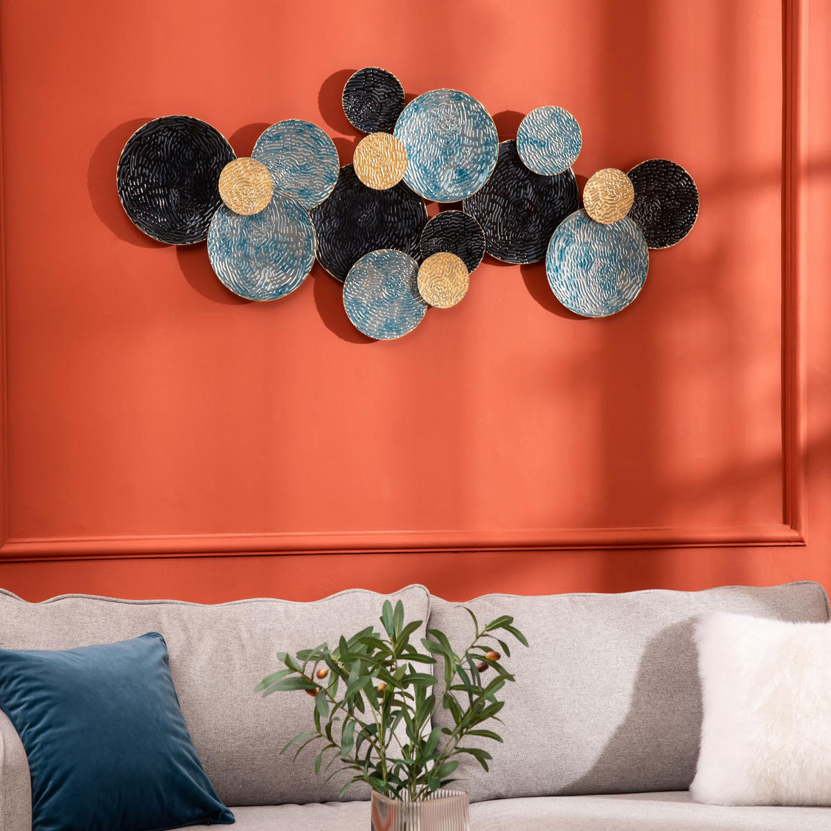 WANDDEKORATION, Eisen, Gold+Blau+chwarz - Multicolor, Metall (4/53/121cm) - HOMCOM