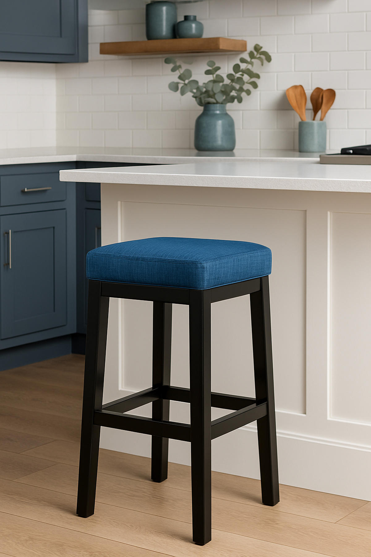 BARHOCKER Talon Stoff blau - Blau, Holz/Textil (37/83/37cm) - TPFLiving
