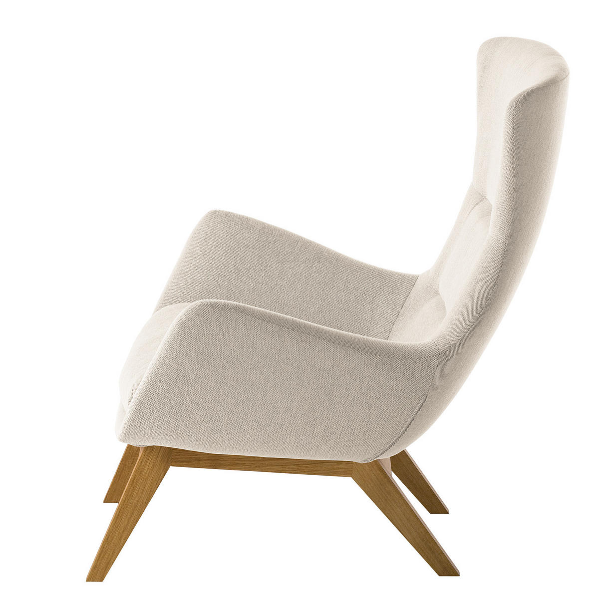 SESSEL mit Holzfüßen - Eichefarben/Beige, Eichenholz/Textil (84/99/96cm) - home24