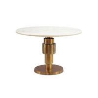COUCHTISCH ESLA, Marmor, handgefertigt, Weiß-Gold, Ø 60 x 39 cm - Goldfarben/Weiß, Stein/Metall (60/60/39cm) - KADIMA DESIGN
