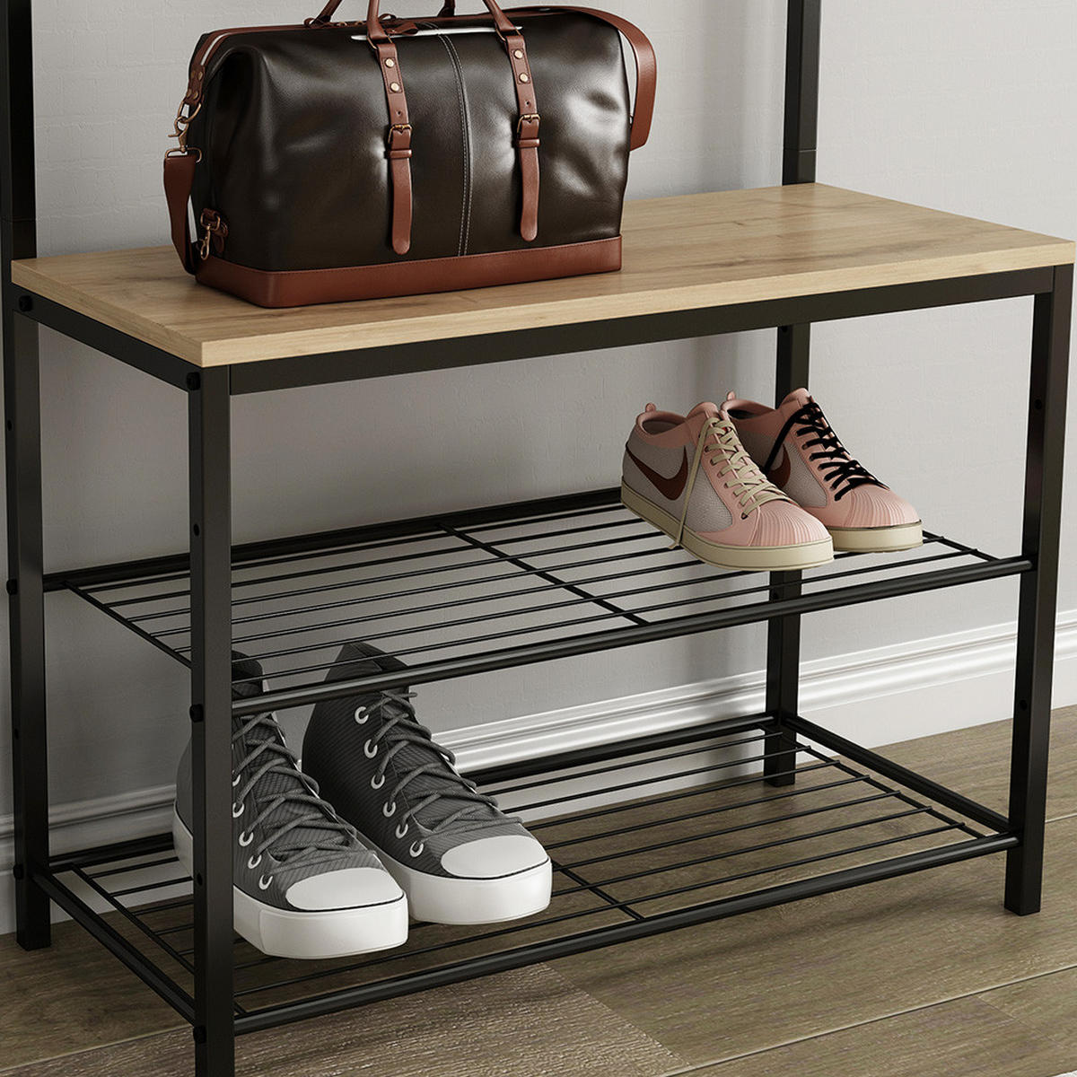 WANDGARDEROBE Fyrk Eiche 70 x 190 cm - Eichefarben/Schwarz, Holzwerkstoff (70/190/30cm) - Vicco
