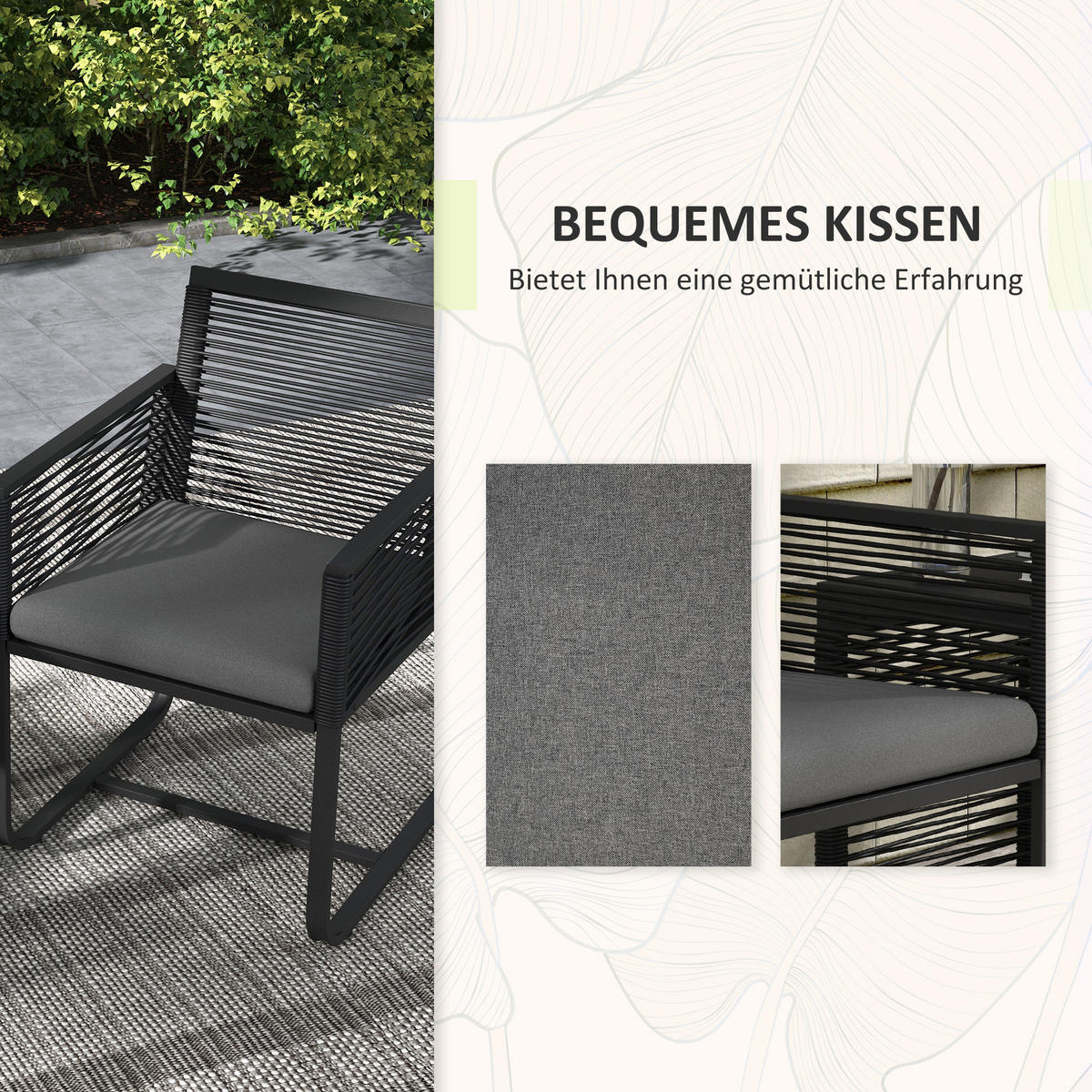 RATTAN-STUHL Schwarz 57.0/53.0/77.0cm - Schwarz, Kunststoff (53/77/57cm)