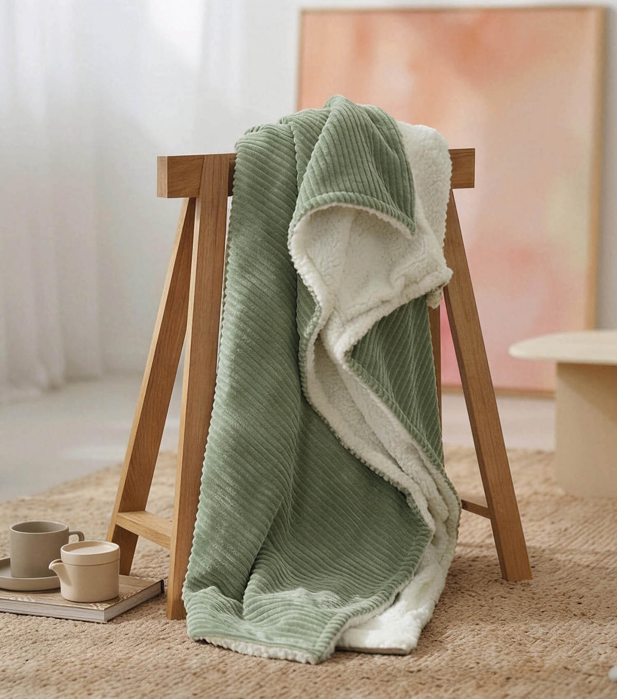 DECKE Duo - Grün, Textil (200/1.5cm) - Mokebo