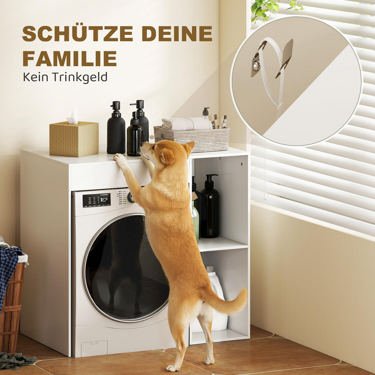 WASCHMASCHINENSCHRANK Spanplatte Weiß - Weiß, Holzwerkstoff (60/90.5/96cm) - HOMCOM