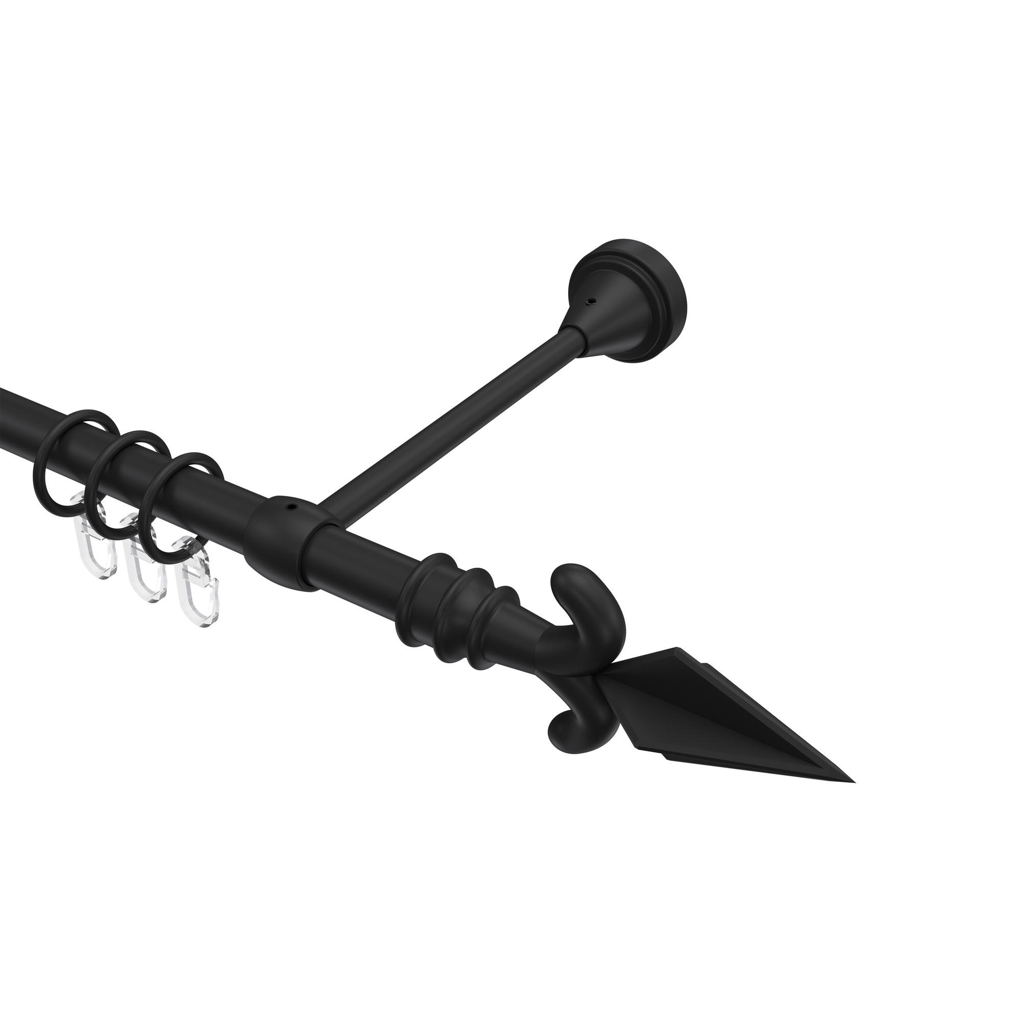 GARDINENSTANGE Primus Matteo 320 cm (geteilt in 2 x 160 cm), 1-läufig, 16 mm Ø Schwarz - Schwarz, Metall (320cm) - INTERDECO