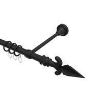 GARDINENSTANGE Primus Matteo 320 cm (geteilt in 2 x 160 cm), 1-läufig, 16 mm Ø Schwarz - Schwarz, Metall (320cm) - INTERDECO