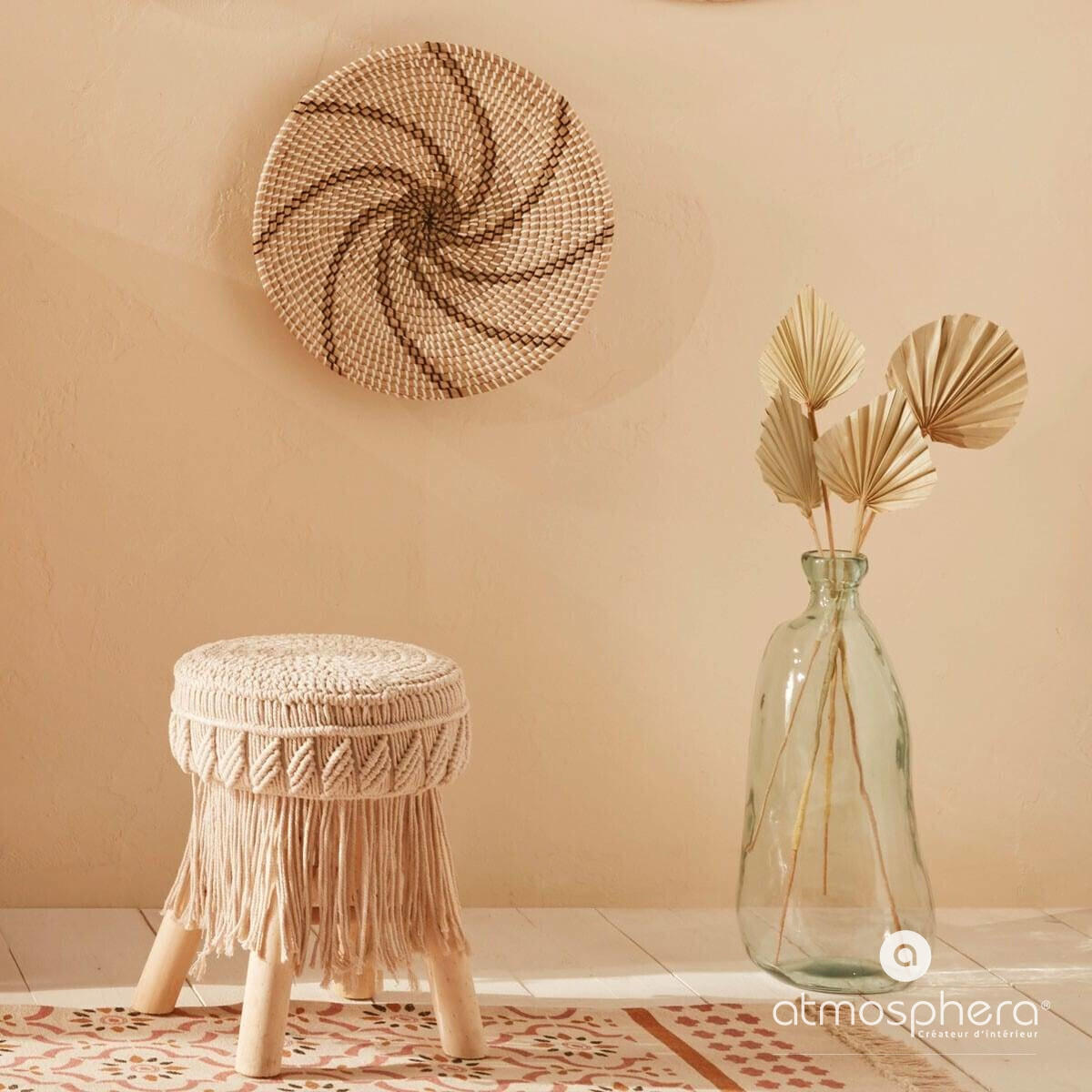 HOCKER beige 42 cm - Beige, Holz (41/42/39.5cm) - Atmosphera Createur d´interieur