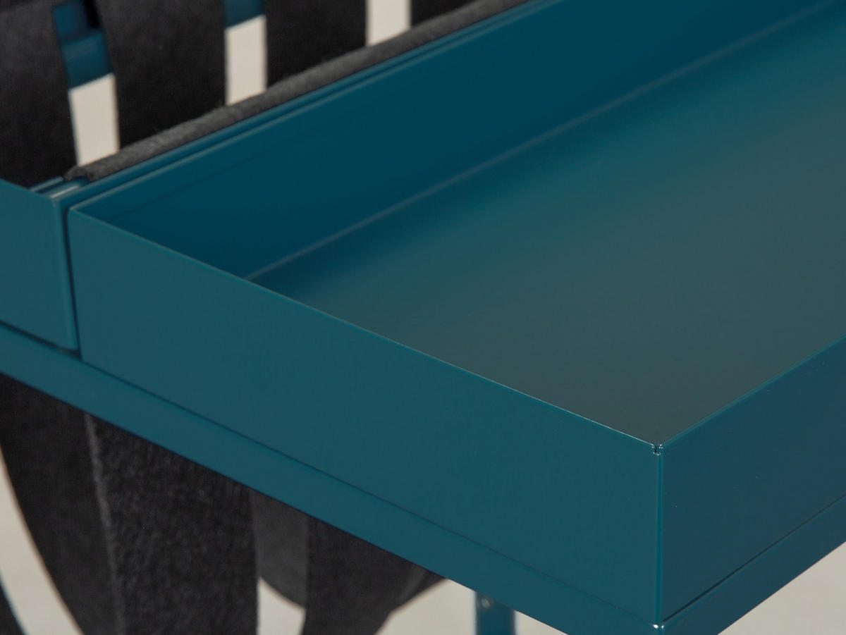 COUCHTISCH mit Magazinhalter schwarz und petrol - Schwarz, Holzwerkstoff (35/35/40cm) - ebuy24