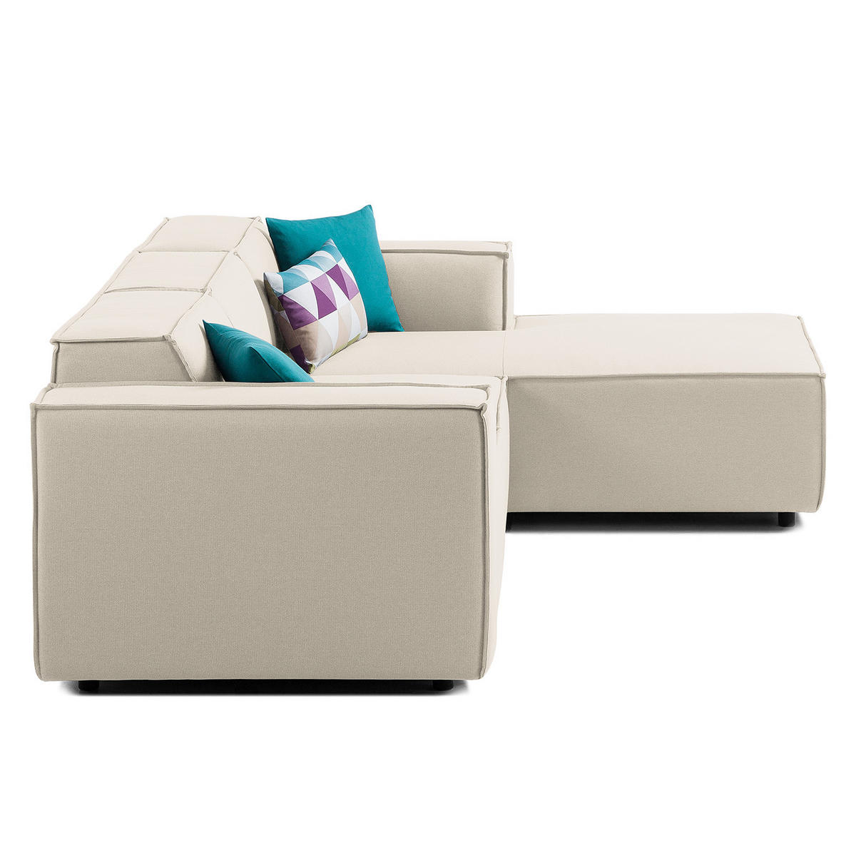 ECKSOFA mit Longchair - Schwarz/Weiß, Kunststoff/Textil (260/177cm) - home24