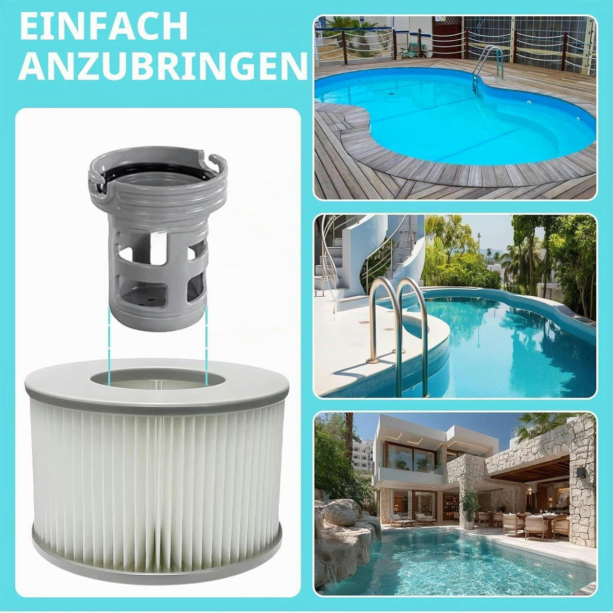 FILTERKARTUSCHEN 4-teiliges Set für Whirlpools - Weiß, Textil (10.8/6.8/10.8cm)