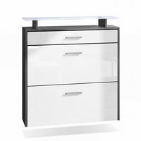 SCHUHSCHRANK Malea Fronten in Weiß Hochglanz - Weiß Hochglanz, Holzwerkstoff (89/96/23cm) - Vladon